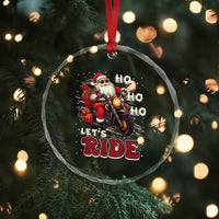 Biker Santa Claus Crystal Glass Ornament Ho Ho Ho Let's Ride Xmas TS02