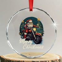 Biker Santa Claus Crystal Glass Ornament Merry Xmas Riding Motorcycle TS02