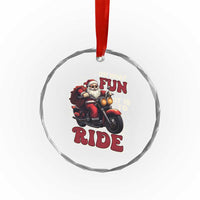 Biker Santa Claus Crystal Glass Ornament Oh What Fun It Is To Ride Motorcycle Xmas TS02