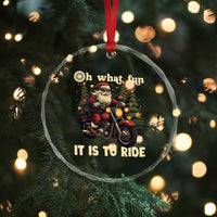 Biker Santa Claus Crystal Glass Ornament Oh What Fun It Is To Ride Motorcycle Xmas Tree TS02