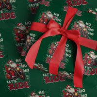 Biker Santa Claus Wrapping Paper Roll Ho Ho Ho Let's Ride Xmas