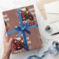 Biker Santa Claus Wrapping Paper Roll Ho Ho Ho Let's Ride Xmas