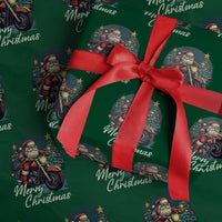 Biker Santa Claus Wrapping Paper Roll Merry Xmas Riding Motorcycle