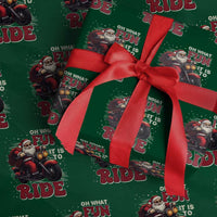 Biker Santa Claus Wrapping Paper Roll Oh What Fun It Is To Ride Motorcycle Xmas