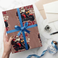 Biker Santa Claus Wrapping Paper Roll Oh What Fun It Is To Ride Motorcycle Xmas
