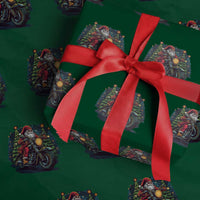 Biker Santa Claus Wrapping Paper Roll Riding Motorcycle Christmas