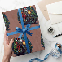 Biker Santa Claus Wrapping Paper Roll Riding Motorcycle Christmas