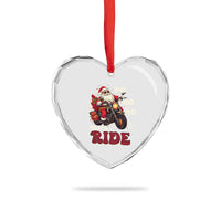 Biker Santa Claus Heart Crystal Glass Ornament Ho Ho Ho Let's Ride Xmas - Wonder Print Shop