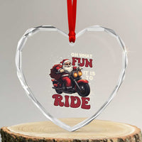 Biker Santa Claus Heart Crystal Glass Ornament Oh What Fun It Is To Ride Motorcycle Xmas - Wonder Print Shop