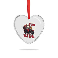 Biker Santa Claus Heart Crystal Glass Ornament Oh What Fun It Is To Ride Motorcycle Xmas - Wonder Print Shop