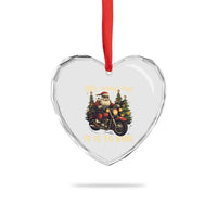 Biker Santa Claus Heart Crystal Glass Ornament Oh What Fun It Is To Ride Motorcycle Xmas Tree - Wonder Print Shop