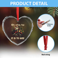 Biker Santa Claus Heart Crystal Glass Ornament Oh What Fun It Is To Ride Motorcycle Xmas Tree - Wonder Print Shop