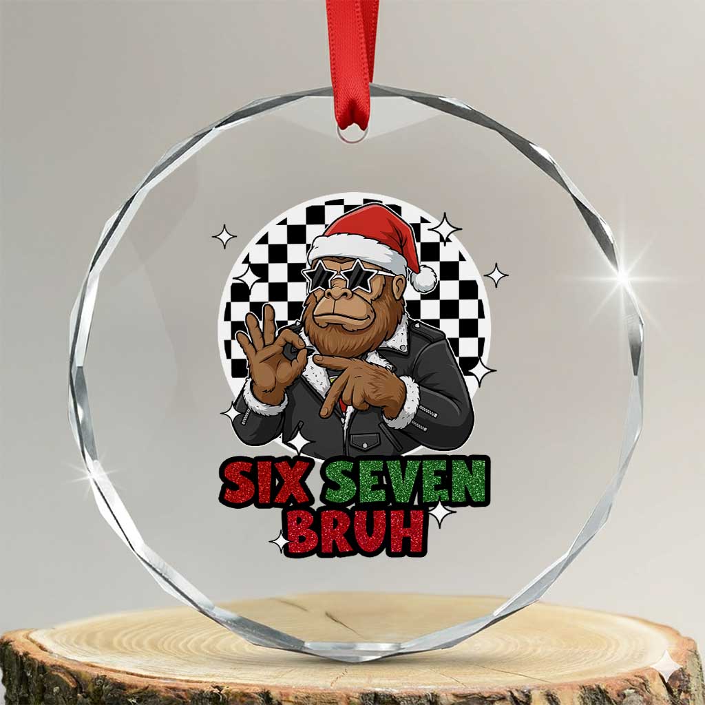 Biker Santa Six Seven Bruh Crystal Glass Ornament Christmas Gift For Gen Z - Wonder Print Shop