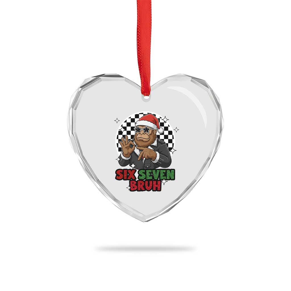 Biker Santa Six Seven Bruh Heart Crystal Glass Ornament Christmas Gift For Gen Z - Wonder Print Shop