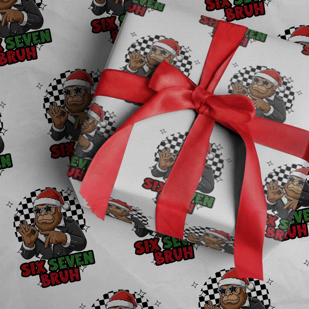 Biker Santa Six Seven Bruh Wrapping Paper Roll Christmas Gift For Gen Z - Wonder Print Shop