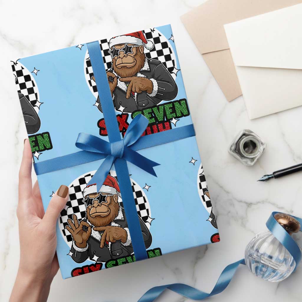 Biker Santa Six Seven Bruh Wrapping Paper Roll Christmas Gift For Gen Z - Wonder Print Shop