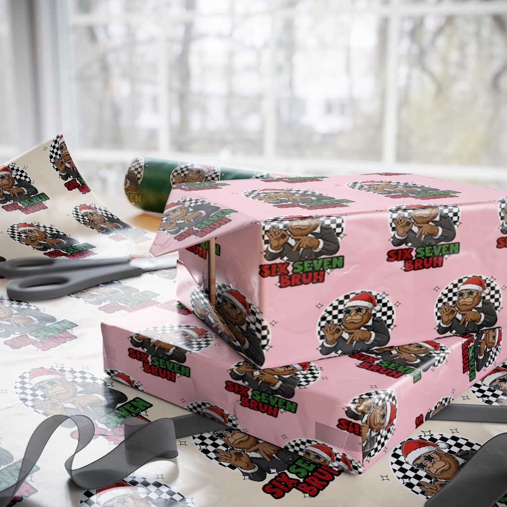 Biker Santa Six Seven Bruh Wrapping Paper Roll Christmas Gift For Gen Z - Wonder Print Shop