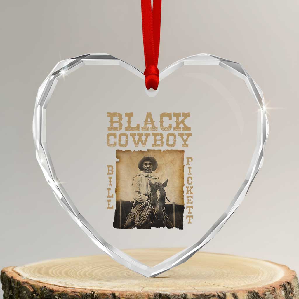 Bill Pickett Heart Crystal Glass Ornament Black Cowboy Western Legend Vintage - Wonder Print Shop