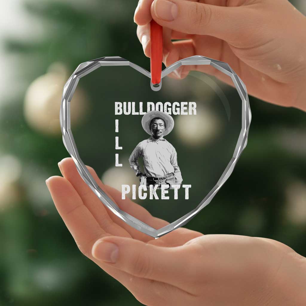 Bill Pickett Heart Crystal Glass Ornament Bulldogger Black Cowboy Western Legend Vintage - Wonder Print Shop