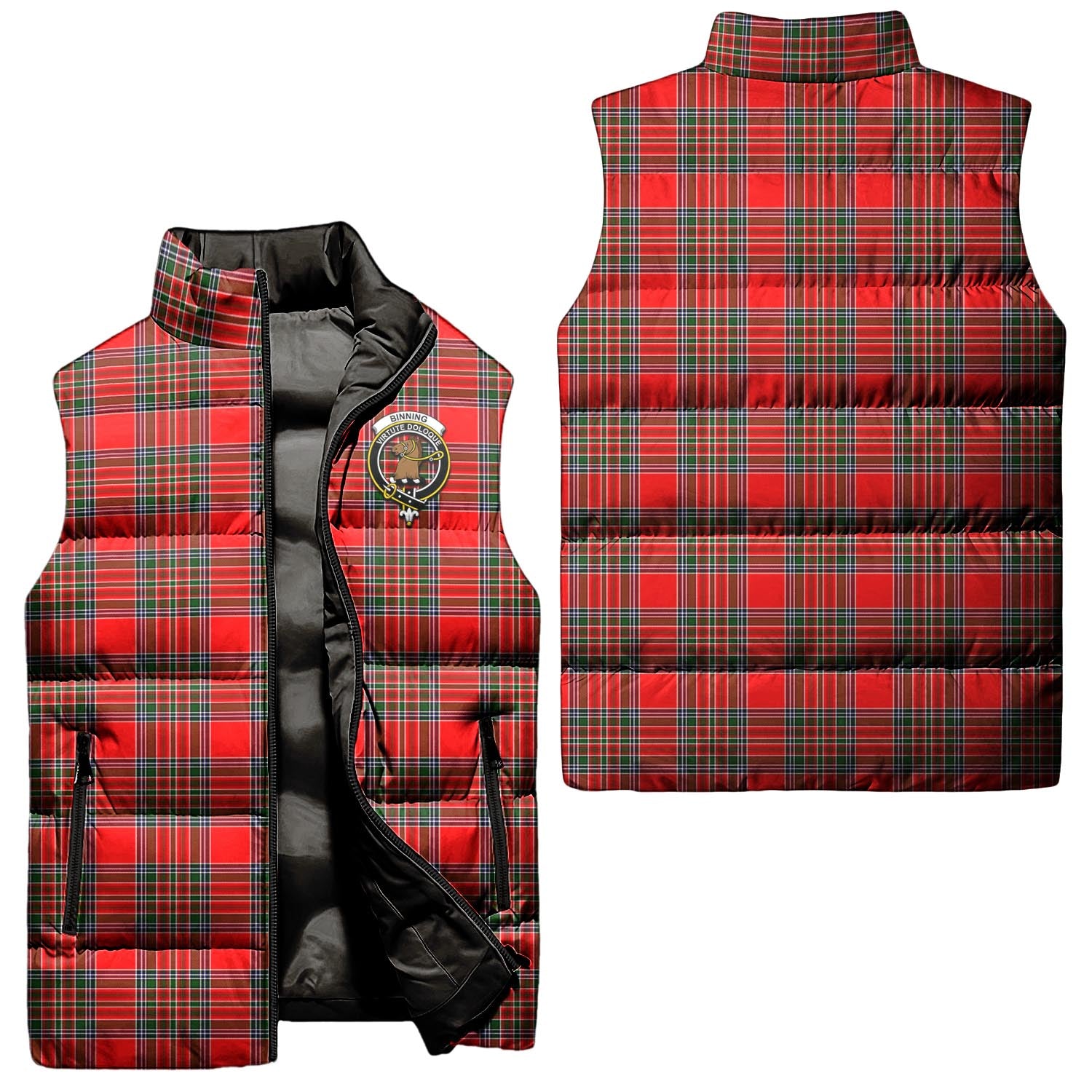 binning-clan-puffer-vest-family-crest-plaid-sleeveless-down-jacket