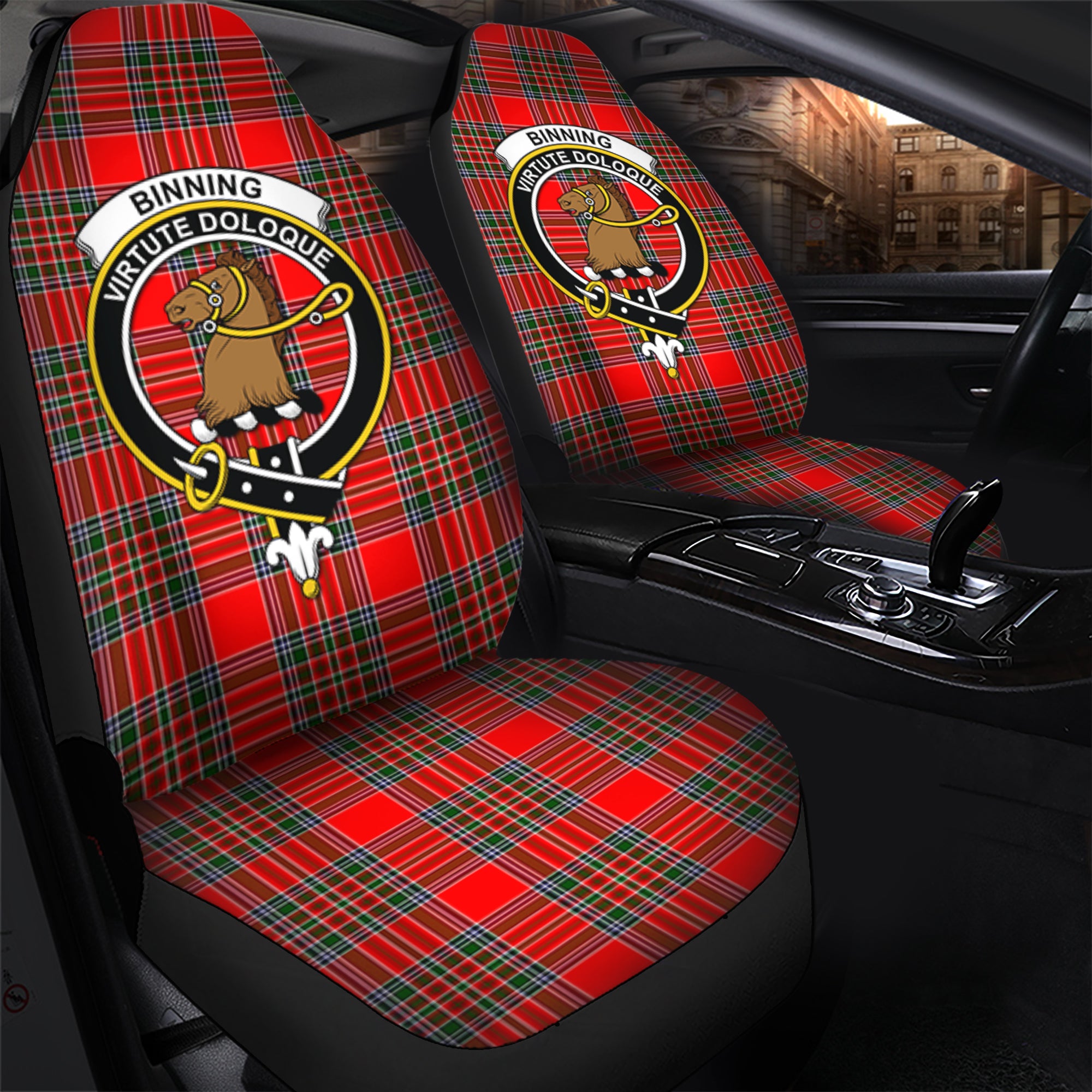 Binning Clan Tartan Car Seat Cover, Family Crest Tartan Seat Cover TS23