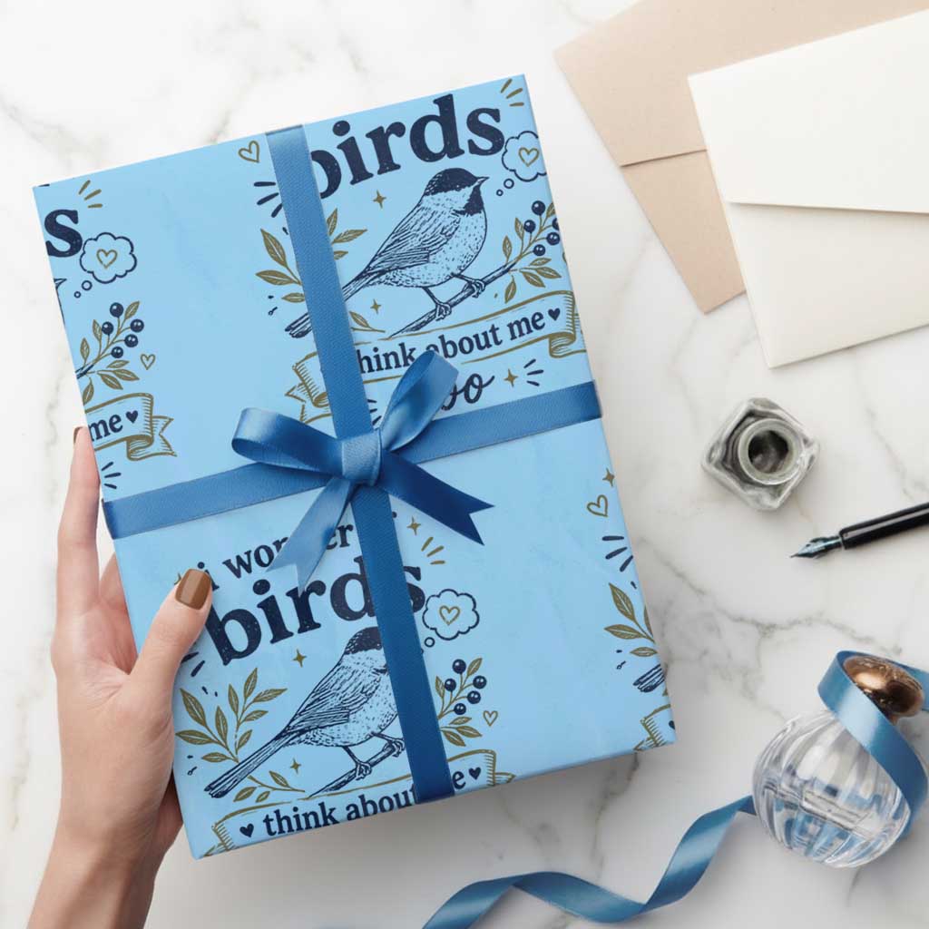 Bird Lover Wrapping Paper Roll I Wonder If Birds Think About Me Too Funny Bird Watcher Birder