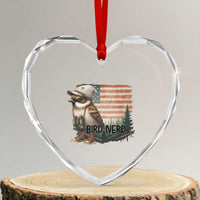 Bird Nerd Heart Crystal Glass Ornament Funny Bird Watching Patriotic American Flag - Wonder Print Shop