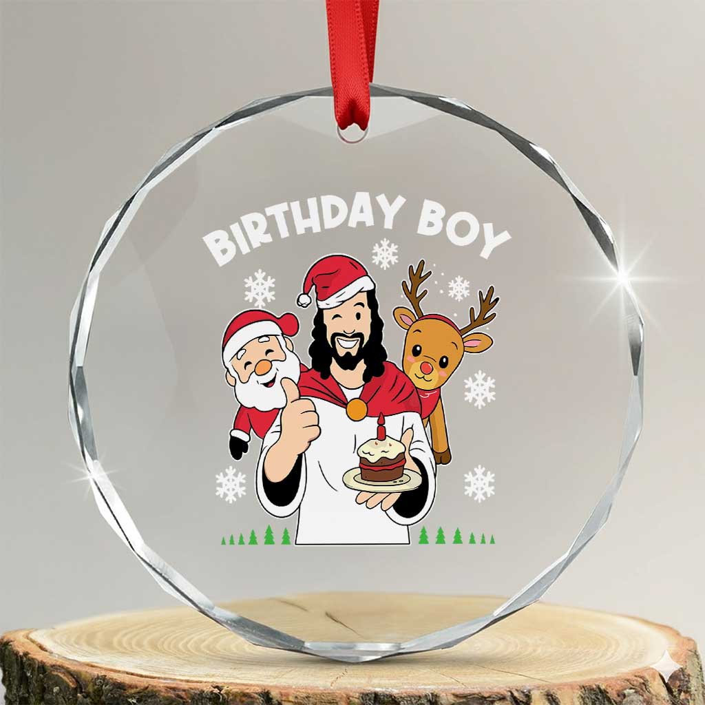 Birthday Boy Jesus Christmas Crystal Glass Ornament Christian Xmas - Wonder Print Shop