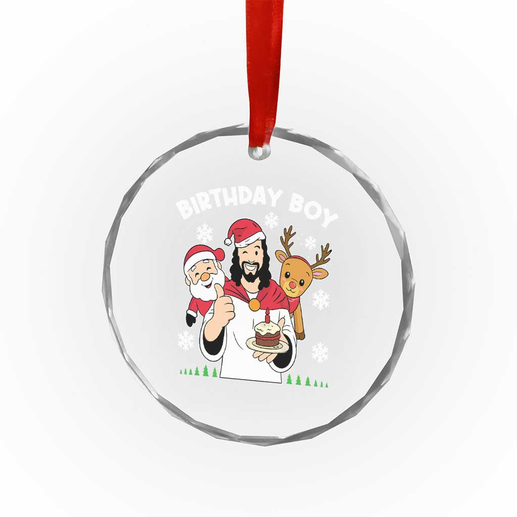Birthday Boy Jesus Christmas Crystal Glass Ornament Christian Xmas - Wonder Print Shop