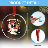 Birthday Boy Jesus Christmas Crystal Glass Ornament Christian Xmas - Wonder Print Shop