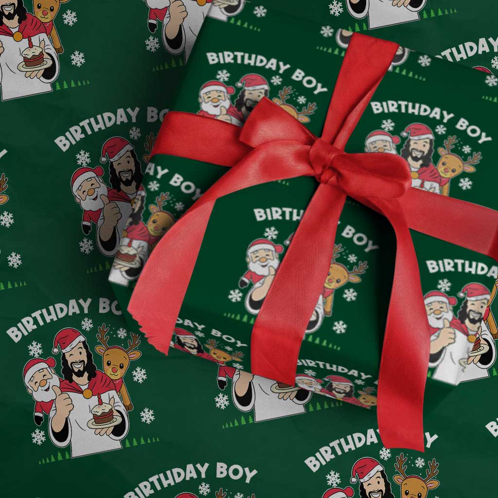 Birthday Boy Jesus Christmas Wrapping Paper Roll Christian Xmas - Wonder Print Shop