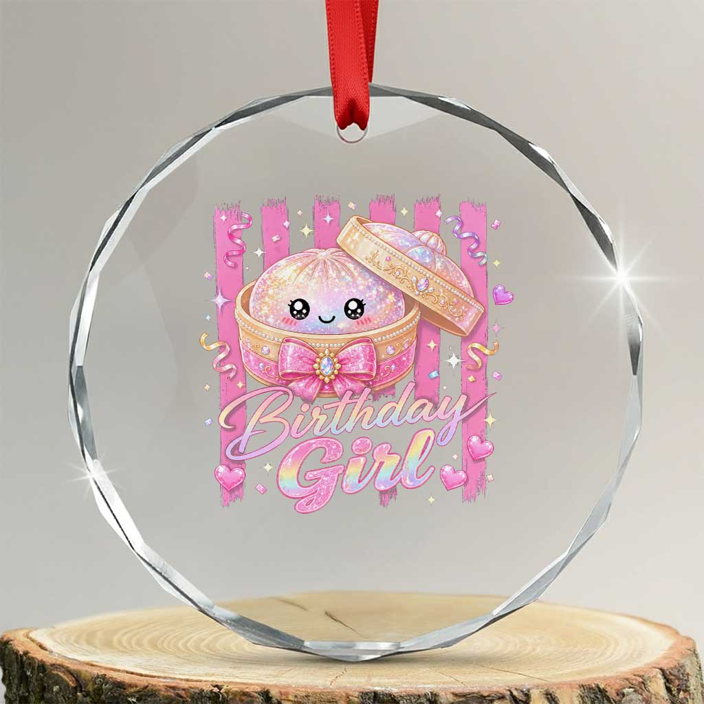 Birthday Girl Cute Glitter Dumpling Crystal Glass Ornament Kawaii Food Squishy Summer Stripes