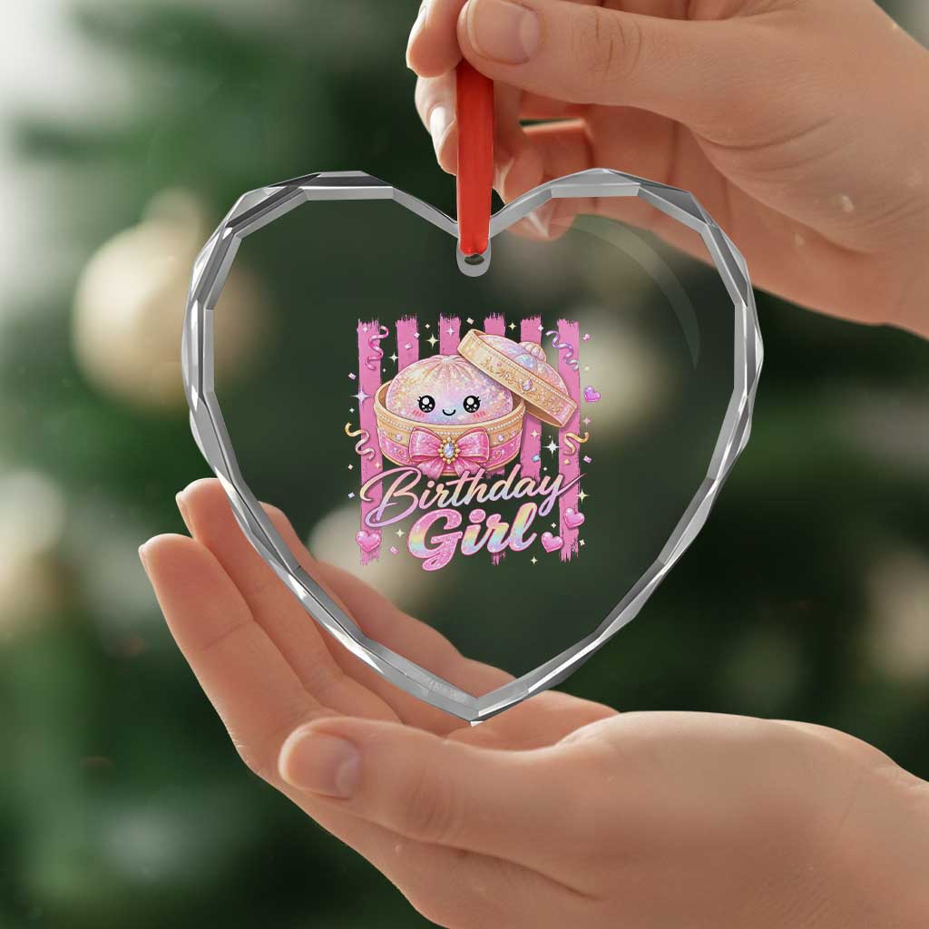 Birthday Girl Cute Glitter Dumpling Heart Crystal Glass Ornament Kawaii Food Squishy Summer Stripes
