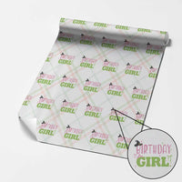 Birthday Girl Wrapping Paper Roll Witch Pink Green Toddler Baby 1st 2nd 3rd 4th 5th 6th 7th