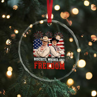 Biscuits Whores And Freedom Funny Western Cowboy 4th of July Crystal Glass Ornament