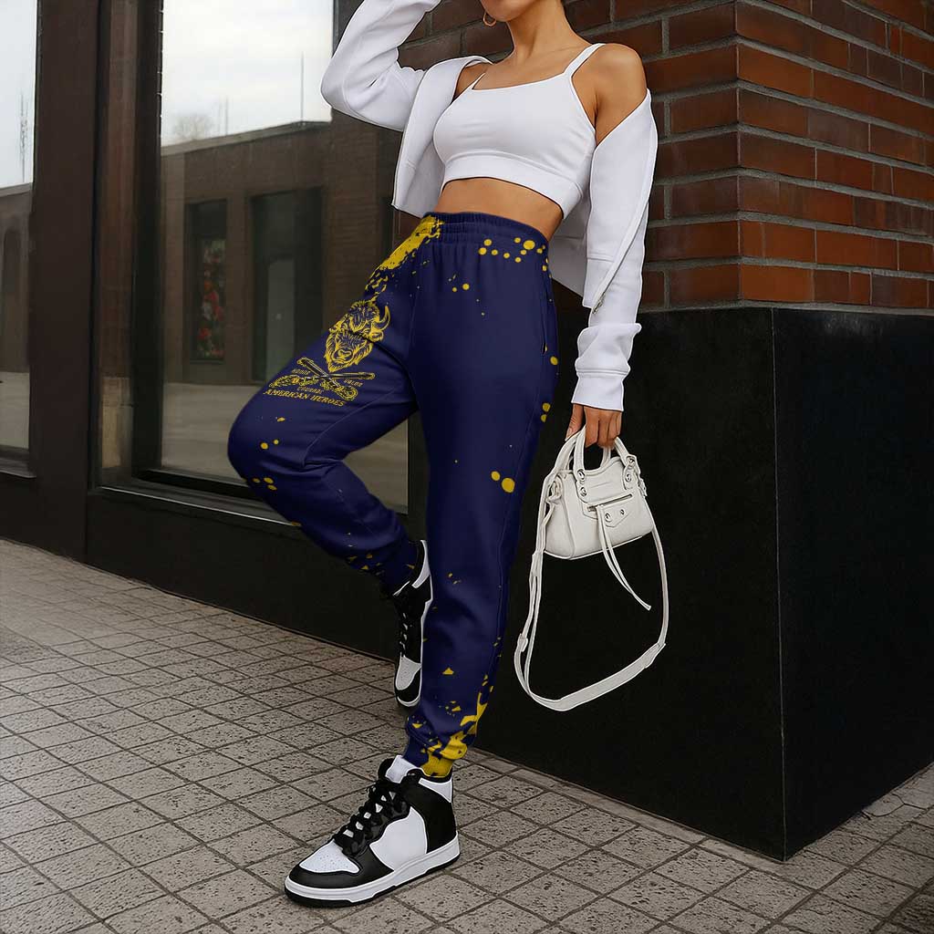 Bison Buffalo Soldiers Jogger Pants American Heroes Blue Grunge Style - Wonder Print Shop