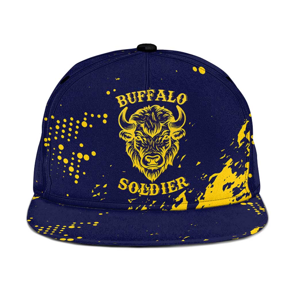 Bison Buffalo Soldiers Snapback Cap American Heroes Blue Grunge Style - Wonder Print Shop