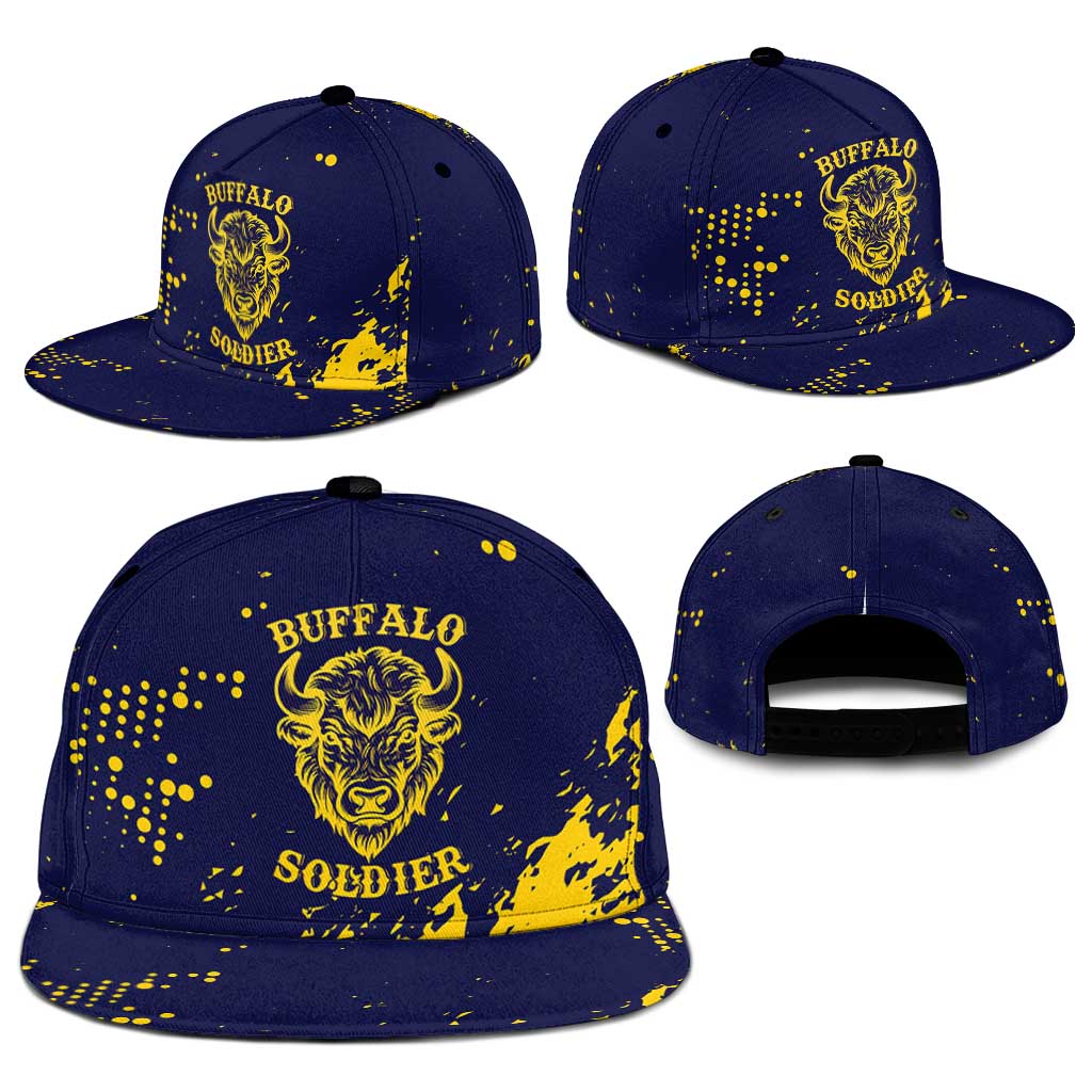 Bison Buffalo Soldiers Snapback Cap American Heroes Blue Grunge Style - Wonder Print Shop