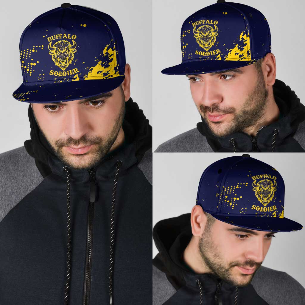 Bison Buffalo Soldiers Snapback Cap American Heroes Blue Grunge Style - Wonder Print Shop