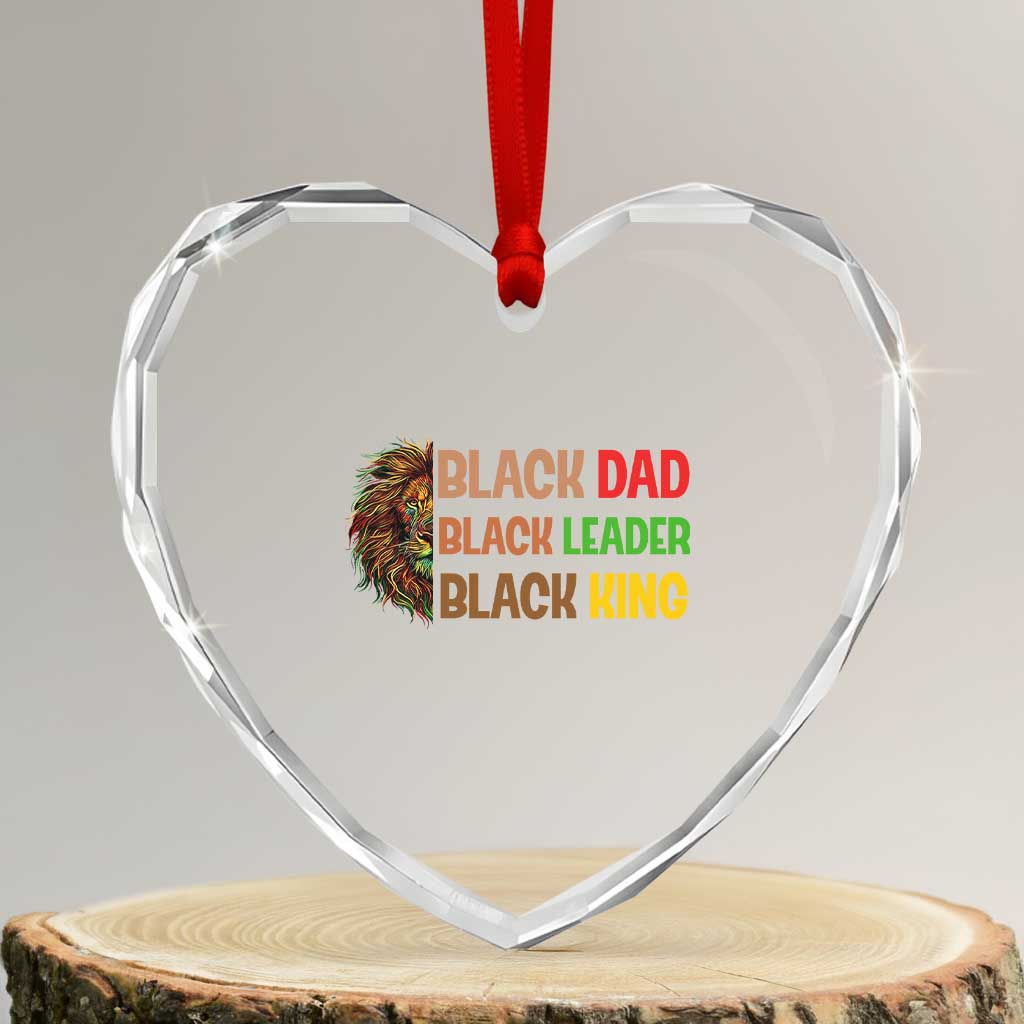 Black Affrican Melanin Heart Crystal Glass Ornament Lion Father Day Dad Leader Black King - Wonder Print Shop
