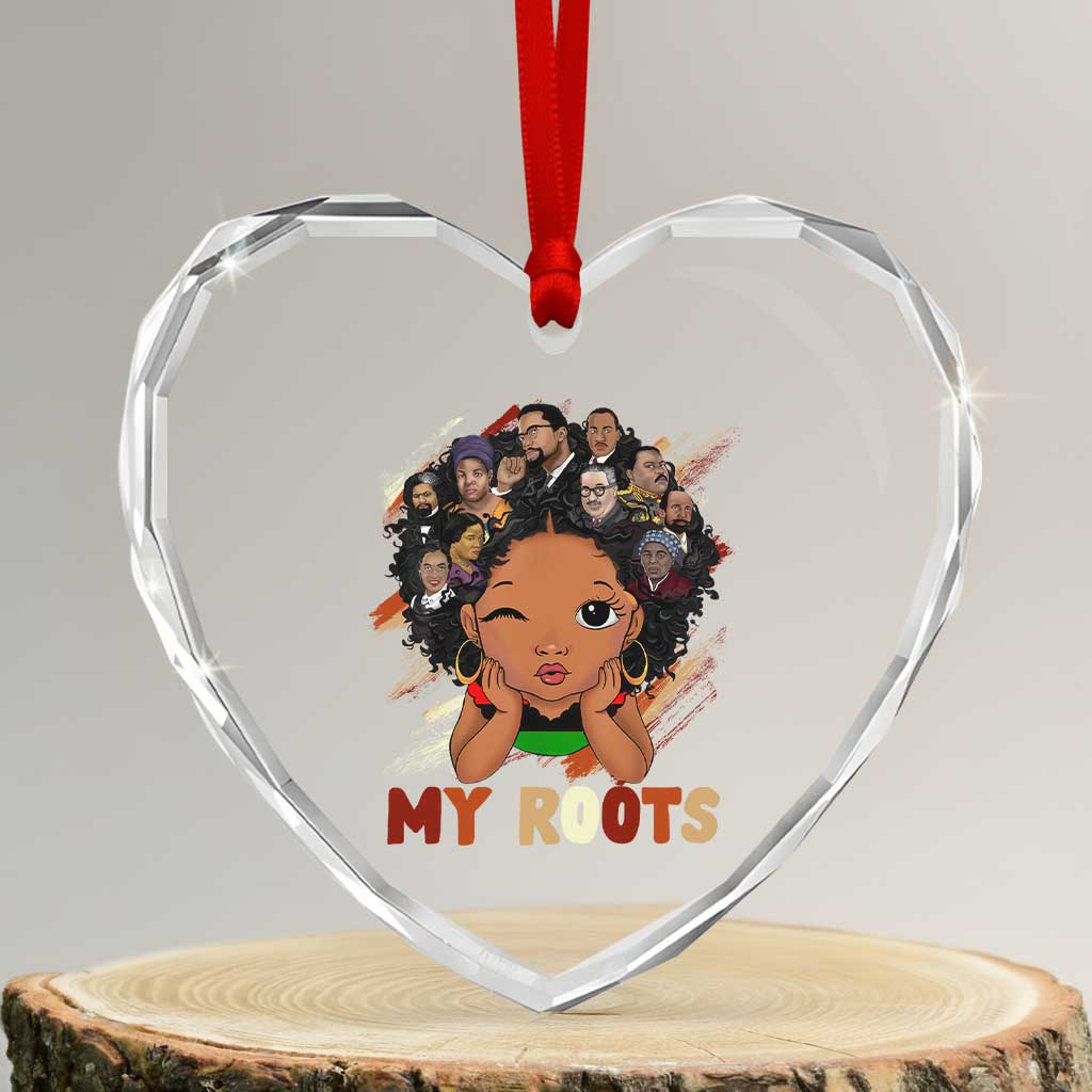 Black African Girl Heart Crystal Glass Ornament Black History Month Juneteenth Gift Afro Empowerment - Wonder Print Shop
