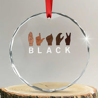 Black Asl Sign Language Hands Signs African American Month Crystal Glass Ornament