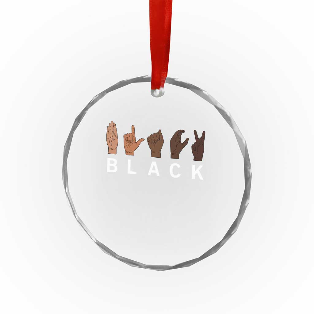 Black Asl Sign Language Hands Signs African American Month Crystal Glass Ornament