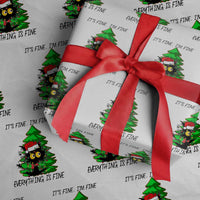 Black Cat Christmas Wrapping Paper Roll It's Fine I'm Fine Everthing Is Fine Funny Xmas