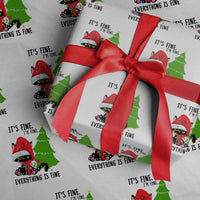 Black Cat Christmas Wrapping Paper Roll It's Fine I'm Fine Everything Is Fine