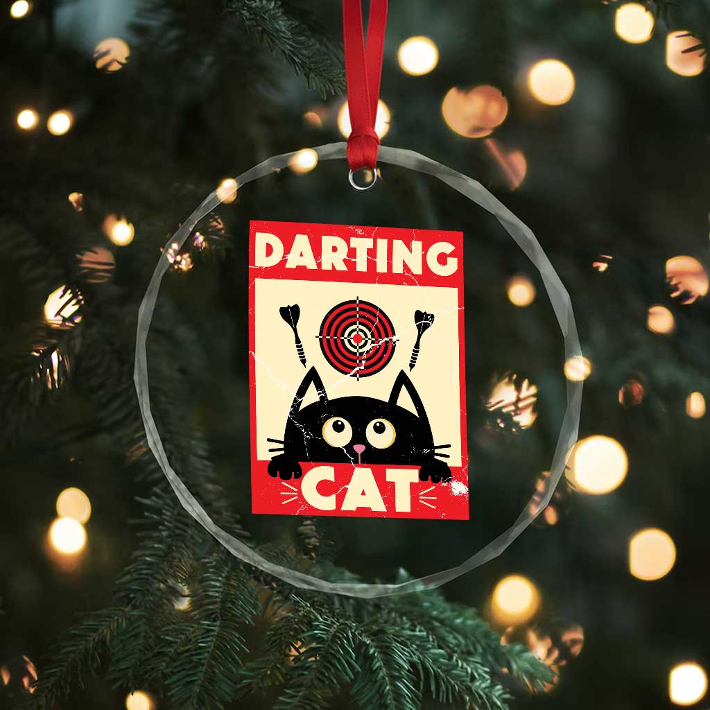 Black Cat Dart Thrower Crystal Glass Ornament Cat Lover Dartist Gift - Wonder Print Shop