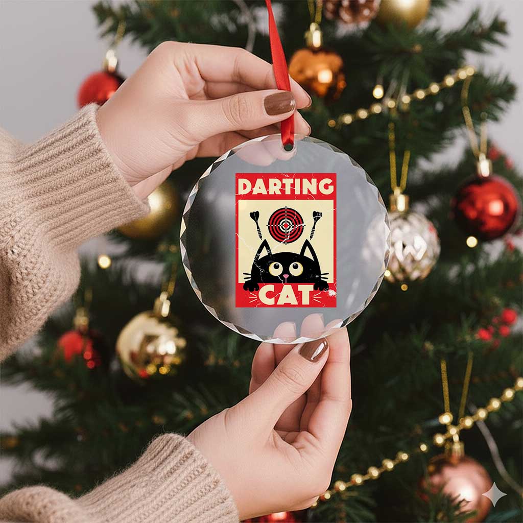Black Cat Dart Thrower Crystal Glass Ornament Cat Lover Dartist Gift - Wonder Print Shop