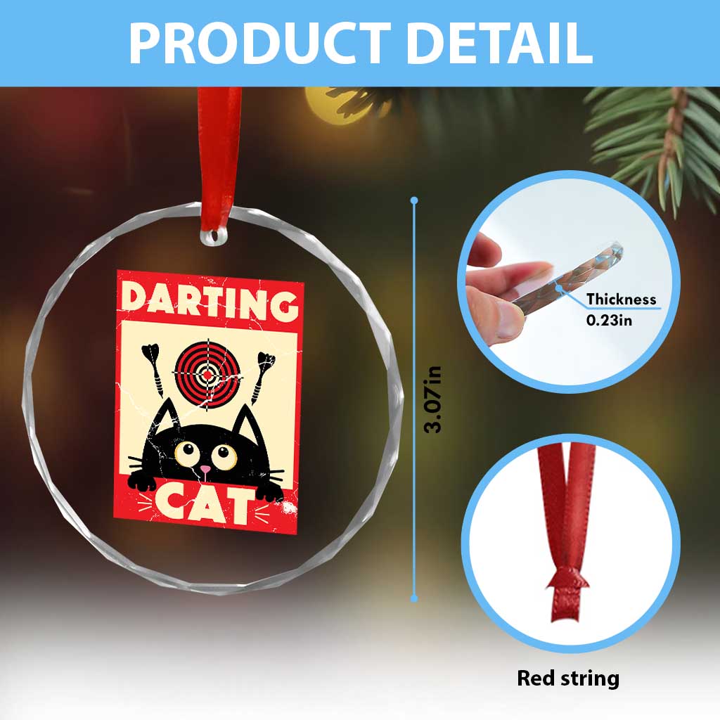 Black Cat Dart Thrower Crystal Glass Ornament Cat Lover Dartist Gift - Wonder Print Shop