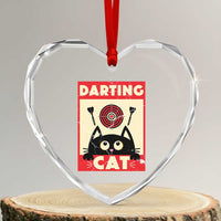 Black Cat Dart Thrower Heart Crystal Glass Ornament Cat Lover Dartist Gift - Wonder Print Shop