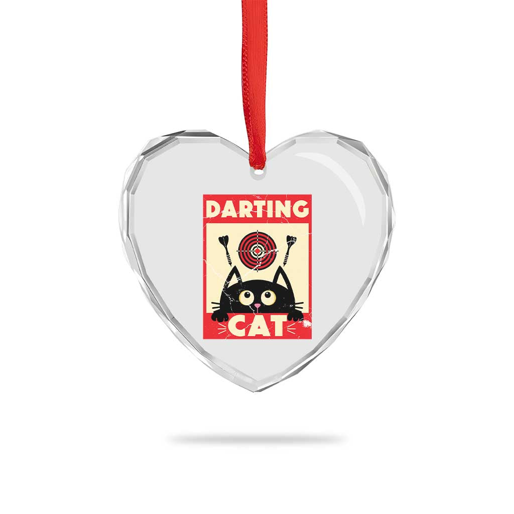 Black Cat Dart Thrower Heart Crystal Glass Ornament Cat Lover Dartist Gift - Wonder Print Shop